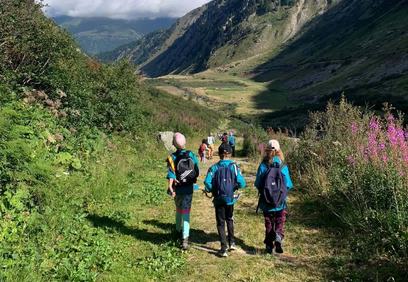 Scouts en randonnée dans les montagnes